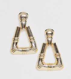 Треугольные золотистые серьги с бамбуковой отделкой Missguided-Золотой