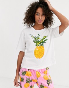Трикотажная пижамная футболка с принтом ASOS DESIGN-Мульти