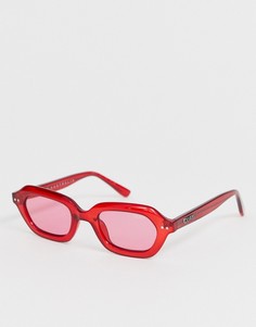 Красные солнцезащитные очки в узкой оправе стиля ретро Quay Australia anything goes-Красный