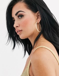 Золотистые фактурные серьги-кольца ASOS DESIGN-Золотой