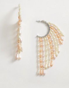 Серебристые серьги-кольца с жемчугом ASOS DESIGN-Серебряный