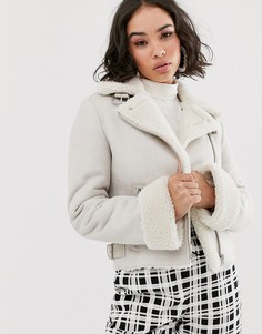 Кремовая куртка авиатор Bershka-Кремовый