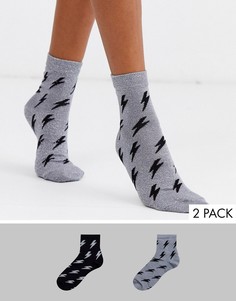 Носки с блестками ASOS DESIGN - Набор из 2 шт.-Мульти