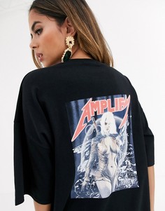 Черное свободное платье-футболка с принтом Missguided-Черный