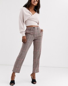 Строгие брюки в клетку Vila-Бежевый