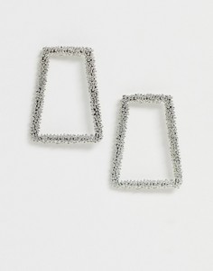 Серебристые фактурные серьги геометрической формы ASOS DESIGN-Серебряный