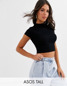 Черный кроп-топ с короткими рукавами ASOS DESIGN Tall