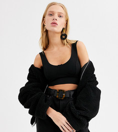 Черный трикотажный кроп-топ Monki
