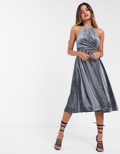 Бархатное платье без рукавов с запахом Ted Baker-Синий