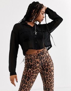 Черная полупрозрачная блузка Bershka-Черный