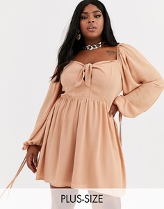 Платье мини с квадратным вырезом Missguided Plus-Розовый
