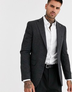Серый шерстяной пиджак с узором \гусиная лапка\" Burton Menswear