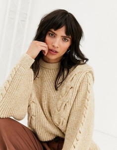 Бежевый меланжевый джемпер крупной вязки Topshop