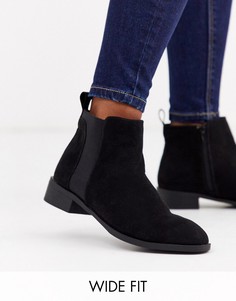 Черные ботинки челси из искусственной замши для очень широкой стопы Simply Be-Черный