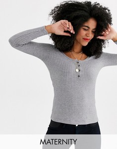 Серый лонгслив для кормления на пуговицах Mamalicious Mama.Licious