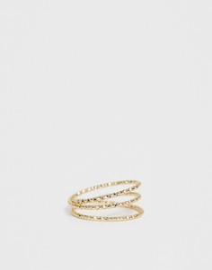 Золотистое фактурное кольцо на мизинец ASOS DESIGN-Золотой