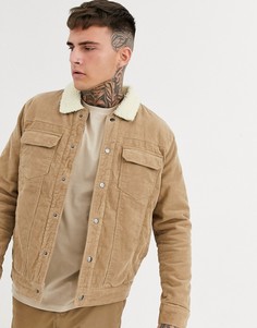Вельветовая куртка с подкладкой из искусственного меха Celio-Бежевый
