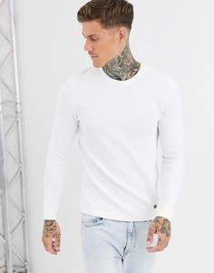 Белый джемпер с вафельной текстурой Bershka