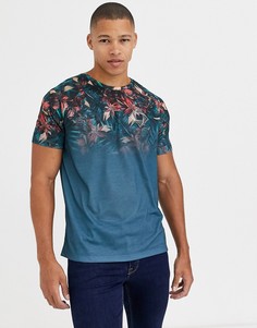 Темно-синяя футболка с цветочным принтом Burton Menswear-Темно-синий