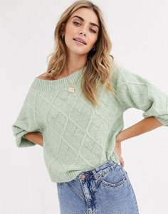 Зеленый джемпер с широким вырезом Miss Selfridge-Розовый