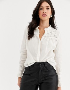 Рубашка с кружевными вставками Vero Moda-Кремовый