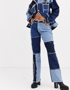 Лоскутные джинсы с завышенной талией Jaded London-Синий