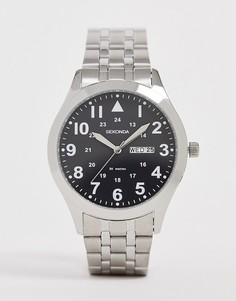 Серебристые наручные часы с черным циферблатом Sekonda-Серебряный