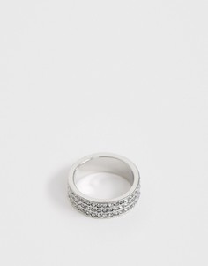 Серебристое кольцо с кристаллами в три ряда ASOS DESIGN-Серебряный