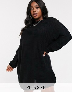 Черное платье-джемпер в рубчик Missguided plus-Черный