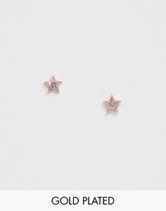 Серьги-гвоздики с покрытием 18-каратным розовым золотом и камнем Astrid & Miyu-Золотой