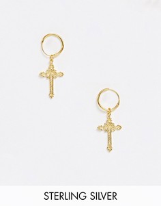 Серьги-кольца из позолоченного серебра с подвесками ASOS DESIGN-Серебряный