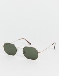 Золотистые солнцезащитные очки с затемненными стеклами ASOS DESIGN-Золотой