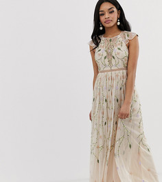 Сетчатое платье макси с цветочной вышивкой и пайетками ASOS DESIGN Petite-Мульти