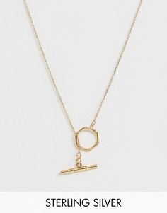 Позолоченное серебряное ожерелье с кольцом ASOS DESIGN-Золотой