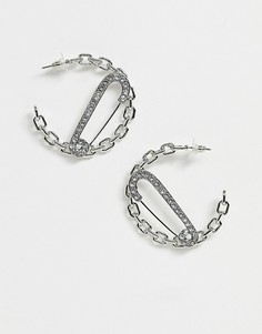 Серебристые серьги-кольца с оригинальным дизайном ASOS DESIGN-Серебряный