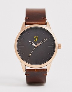 Часы с кожаным ремешком Farah-Коричневый