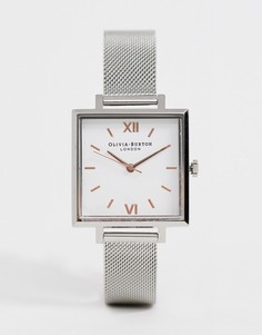 Серебристые часы с квадратным циферблатом и сетчатым браслетом Olivia Burton-Серебряный
