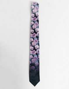 Черный бархатный галстук с цветочным принтом Twisted Tailor