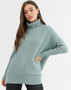 Серо-зеленый джемпер с высоким воротником River Island