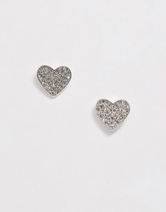 Серебристые серьги с сердечками Lipsy-Серебряный
