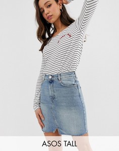 Голубая выбеленная джинсовая мини‑юбка ASOS DESIGN Tall-Синий