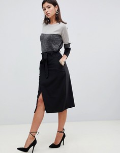 Строгая юбка-карандаш с поясом оби ASOS DESIGN-Черный