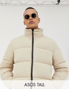 Свободная дутая куртка бежевого цвета ASOS WHITE Tall-Белый