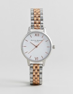 Часы с белым циферблатом и браслетом из металла разных цветов Olivia Burton OB16MDW25-Серебряный