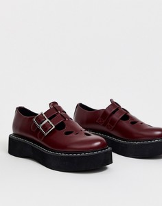 Бордовые массивные туфли с ремешком ASOS DESIGN Mass-Красный