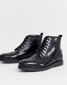 Черные блестящие ботинки-броги H by Hudson Calverston-Черный