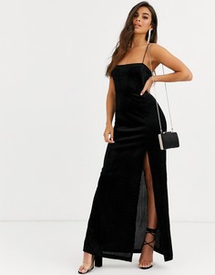 Платье-комбинация макси с разрезом Free People-Черный