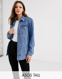 Джинсовая выбеленная куртка ASOS DESIGN Tall-Синий