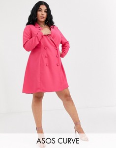 Свободное платье мини в стиле смокинга ASOS DESIGN Curve-Розовый