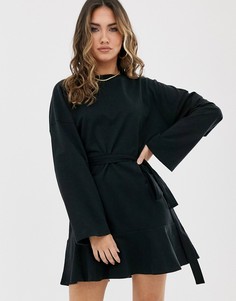 Трикотажное платье с длинными рукавами ASOS DESIGN-Черный